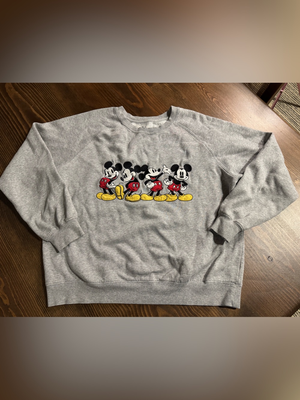 90’s Vintage Disney Sweatshirt with Embroidered Mickey Mouse Trio Graphic